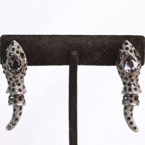 Articulated Tadpole Earrings Black Rhinestone Studded Marcasite
